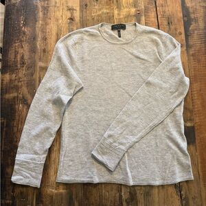 rag & bone Light Gray Waffle Knit Crewneck Sweater